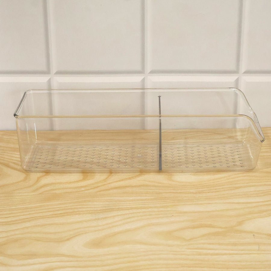 Clear Plastic Storage Organizer Box With Dividers For Kitchen