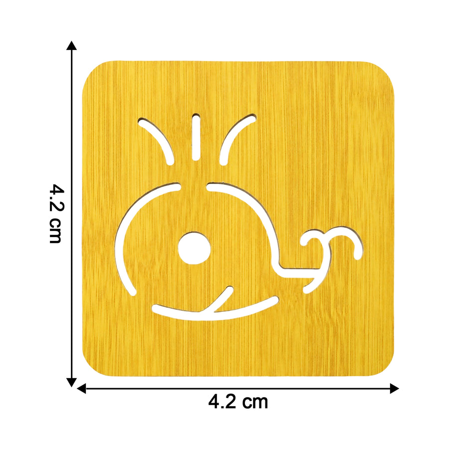 Square Wooden Whale Design Drink Coaster With Anti Slip Base For Table (1 Piece)