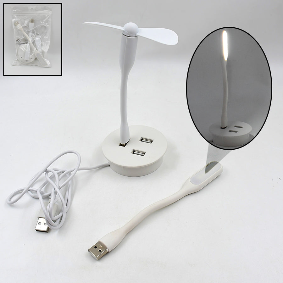 Portable Mini Usb Fan Usb Ligh Usb 3 Hub Port Combo