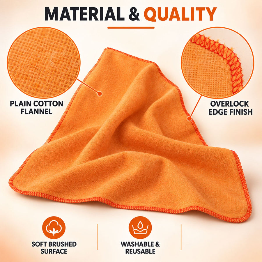 Orange Cotton Multipurpose Duster Cloth For Car And Home (3 Pc 46 X 73 Cm)