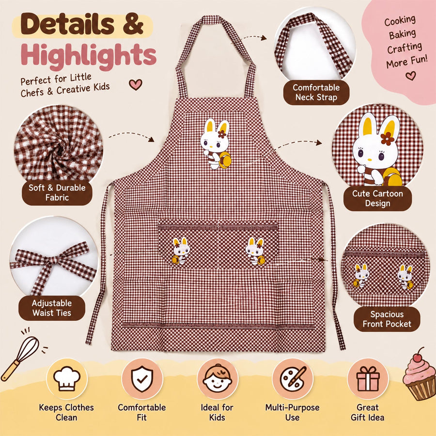 Kids Cartoon Kitchen Cooking Apron With Front Pockets (1 Pc 71 X 57 Cm)