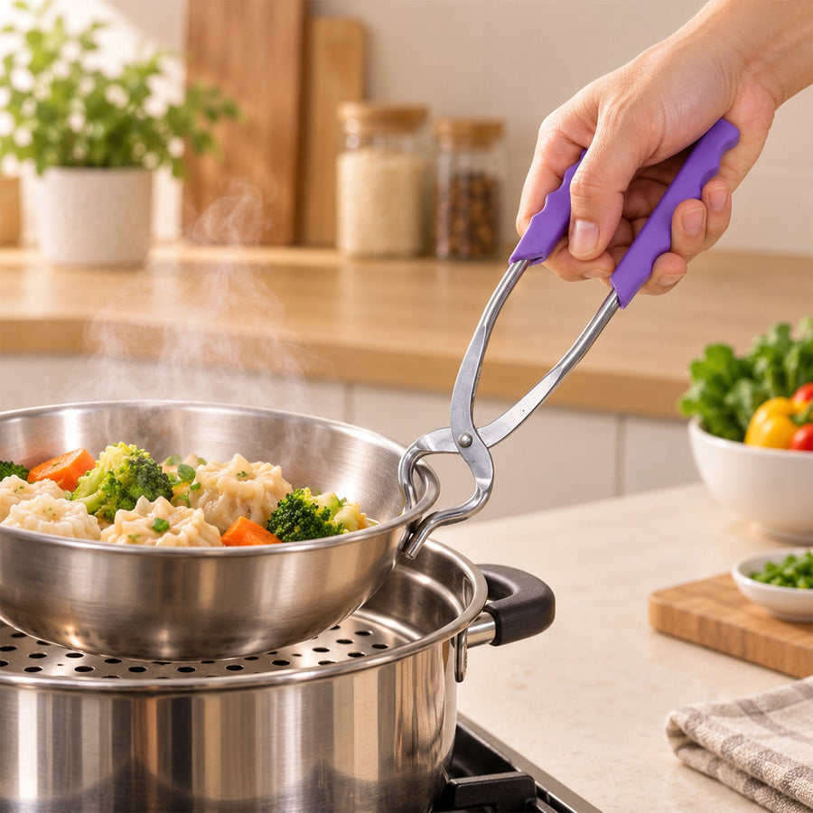 Stainless Steel Sansi Pakkad With Plastic Grip For Kitchen Tasks (1 Pc 26 Cm)