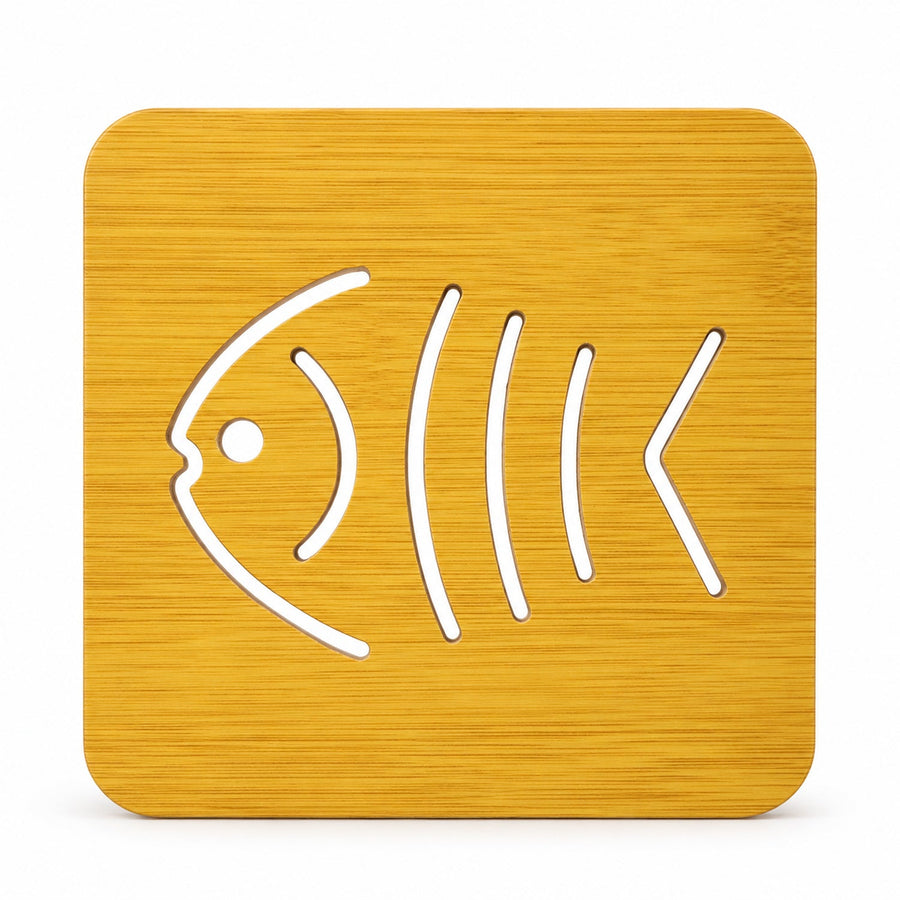 Square Wooden Fish Coaster  Heat Trivet For Table Protection