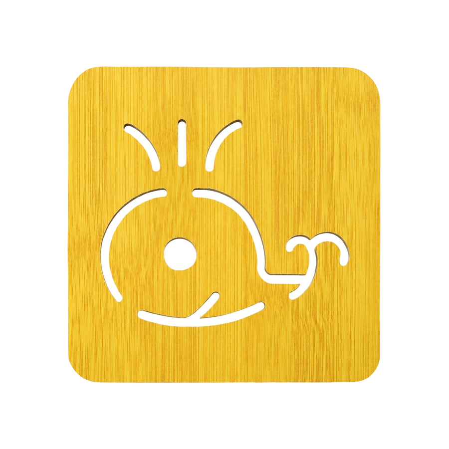Square Wooden Whale Design Drink Coaster With Anti Slip Base For Table (1 Piece)
