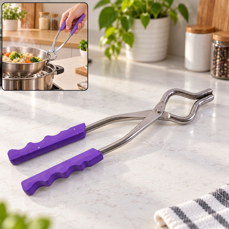 Stainless Steel Sansi Pakkad With Plastic Grip For Kitchen Tasks (1 Pc 26 Cm)