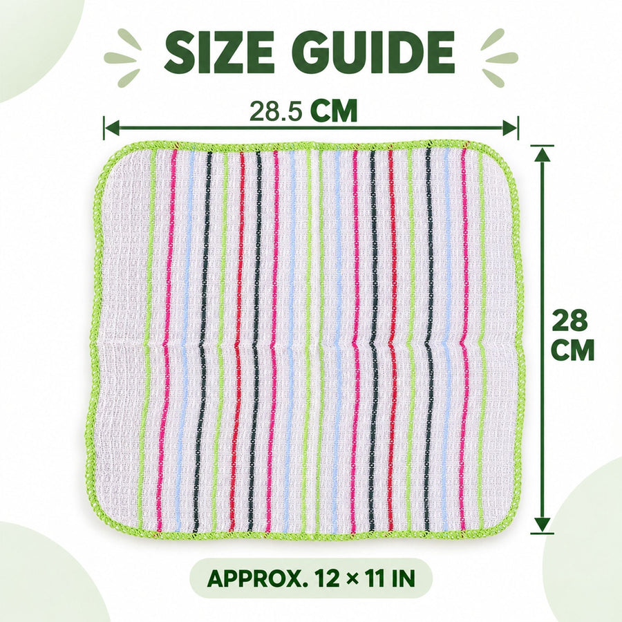 Checked Cotton Dish Cleaning Cloth Set For Kitchen Use (6 Pc 28 X 28 Cm)