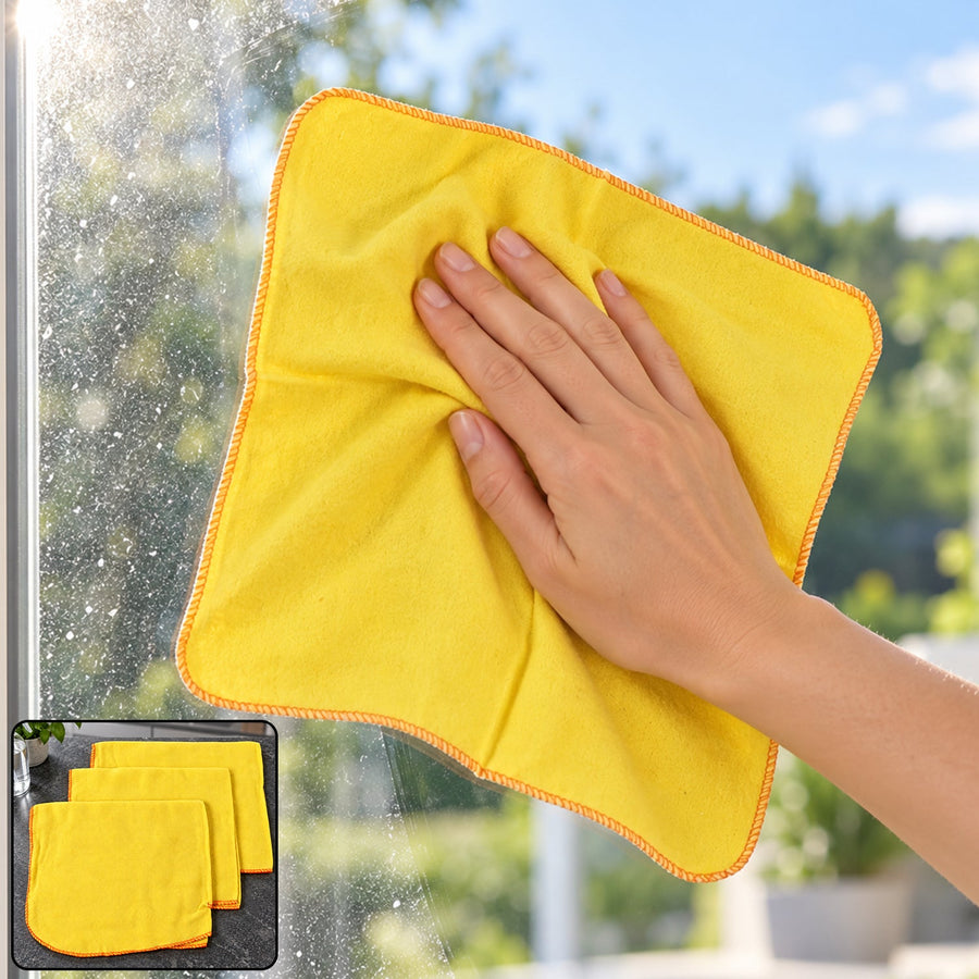 Yellow Cotton Duster Cloth For Daily Home And Kitchen Cleaning (3 Pc 46x46 Cm)
